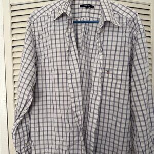 GANT Men's Plaid Shirt - White and Blue